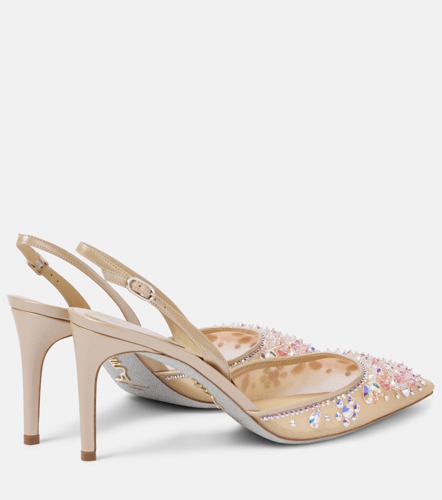 Rene Caovilla Cinderella 80 mesh slingback pumps
