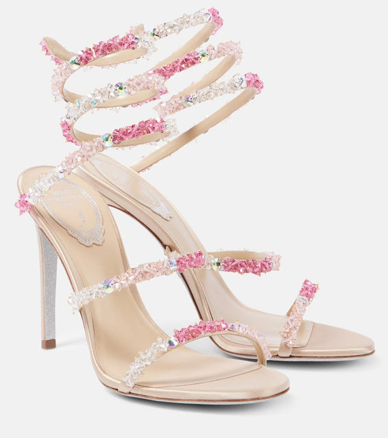 Rene Caovilla Cinderella crystal-embellished leather sandals