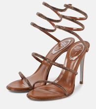 Rene Caovilla Cleo 105 embellished satin and leather sandals