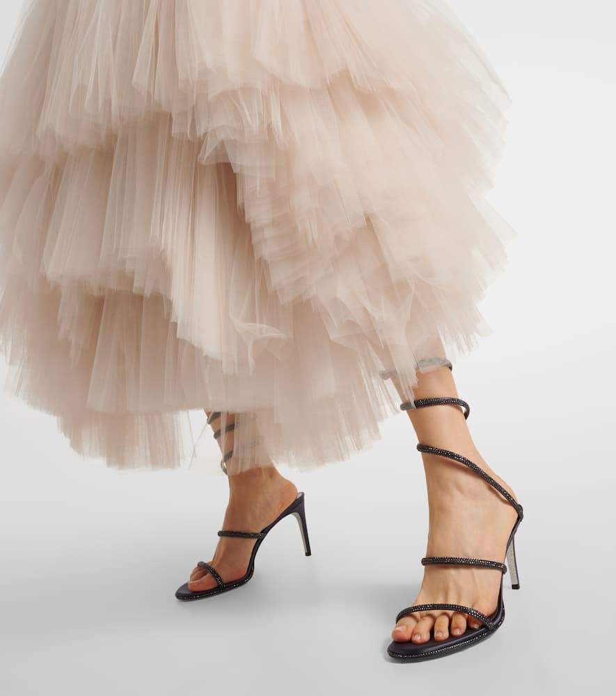 Rene Caovilla Cleo 80 glitter satin sandals