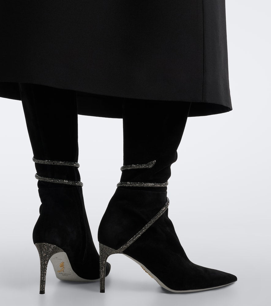 Rene Caovilla Cleo embellished suede knee-high boots
