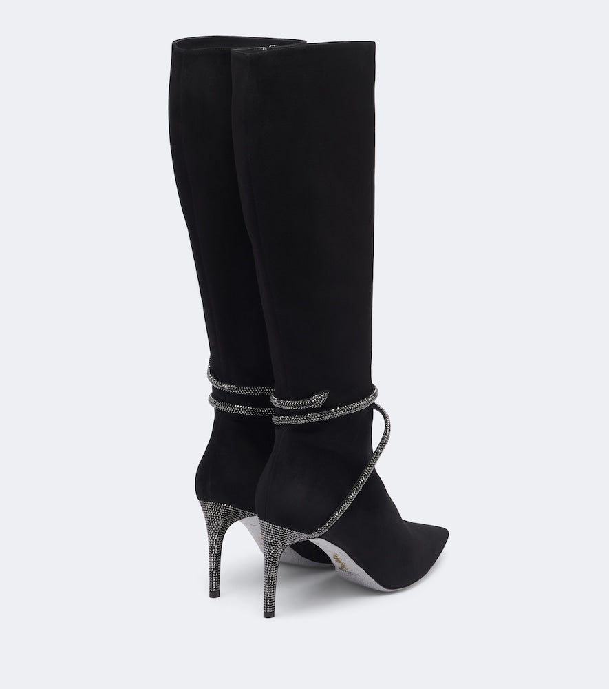 Rene Caovilla Cleo embellished suede knee-high boots