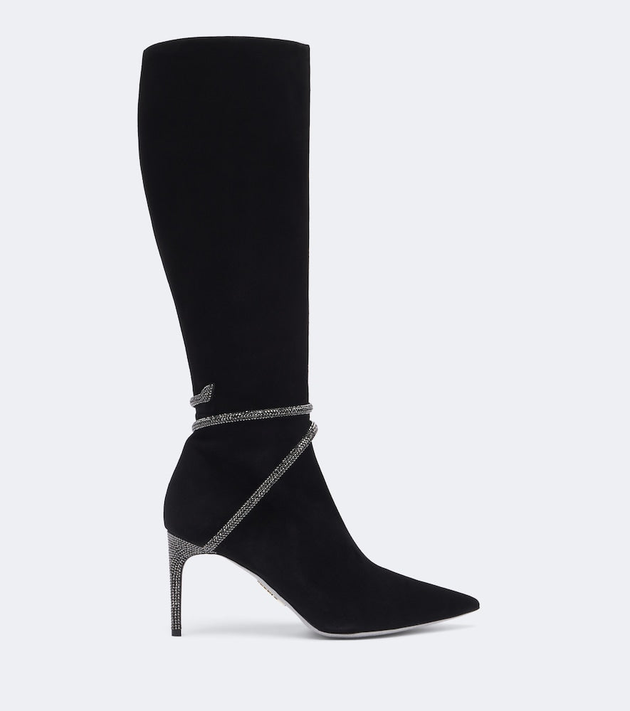 Rene Caovilla Cleo embellished suede knee-high boots