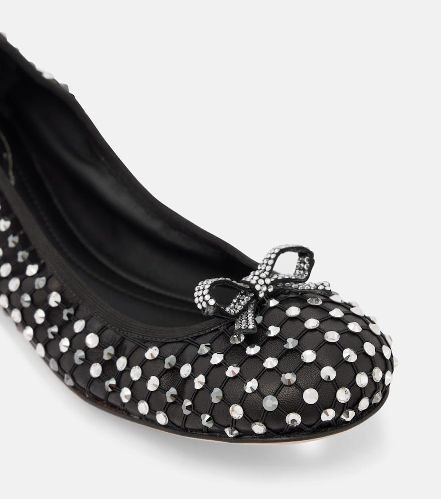 Rene Caovilla Crystal-embellished leather ballet flats