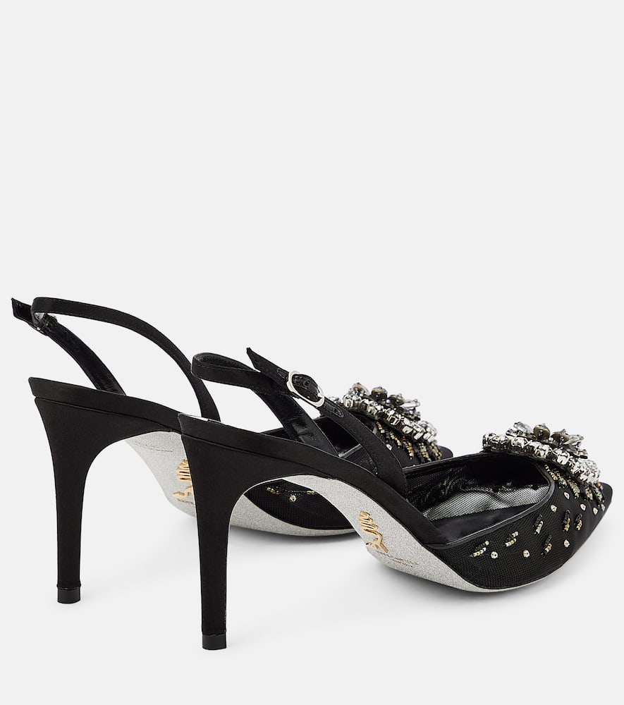Rene Caovilla Crystal-embellished slingback pumps