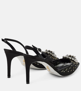 Rene Caovilla Crystal-embellished slingback pumps