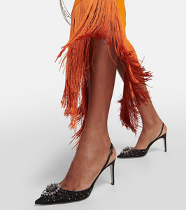 Rene Caovilla Crystal-embellished slingback pumps