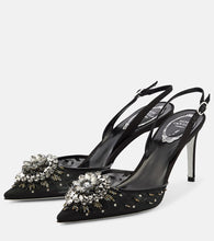 Rene Caovilla Crystal-embellished slingback pumps