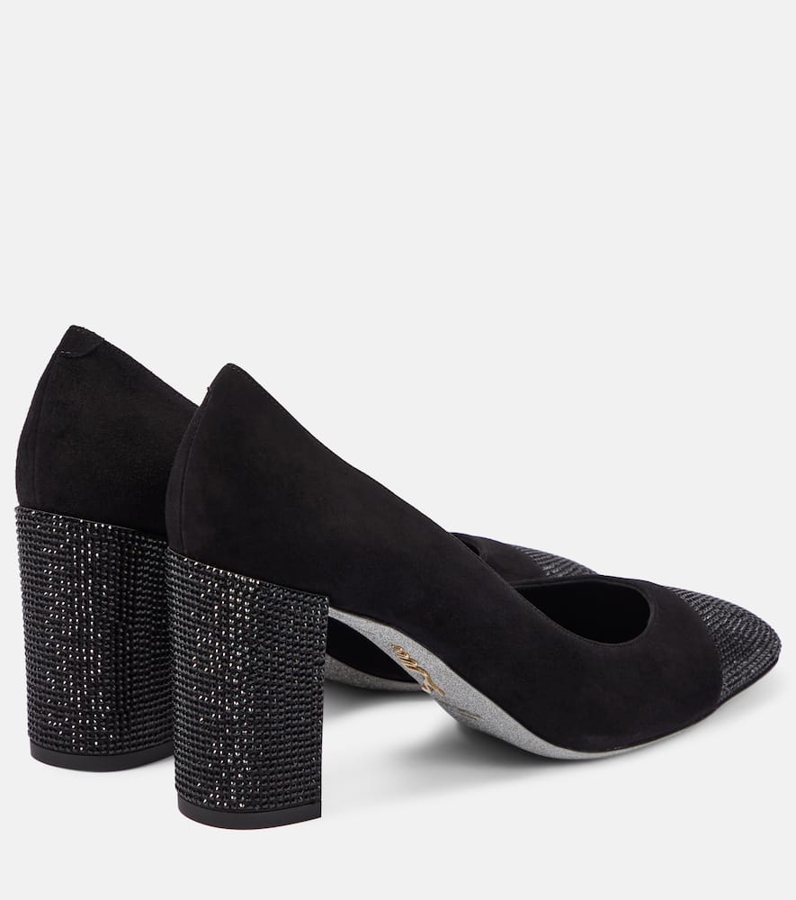 Rene Caovilla Crystal-embellished suede pumps