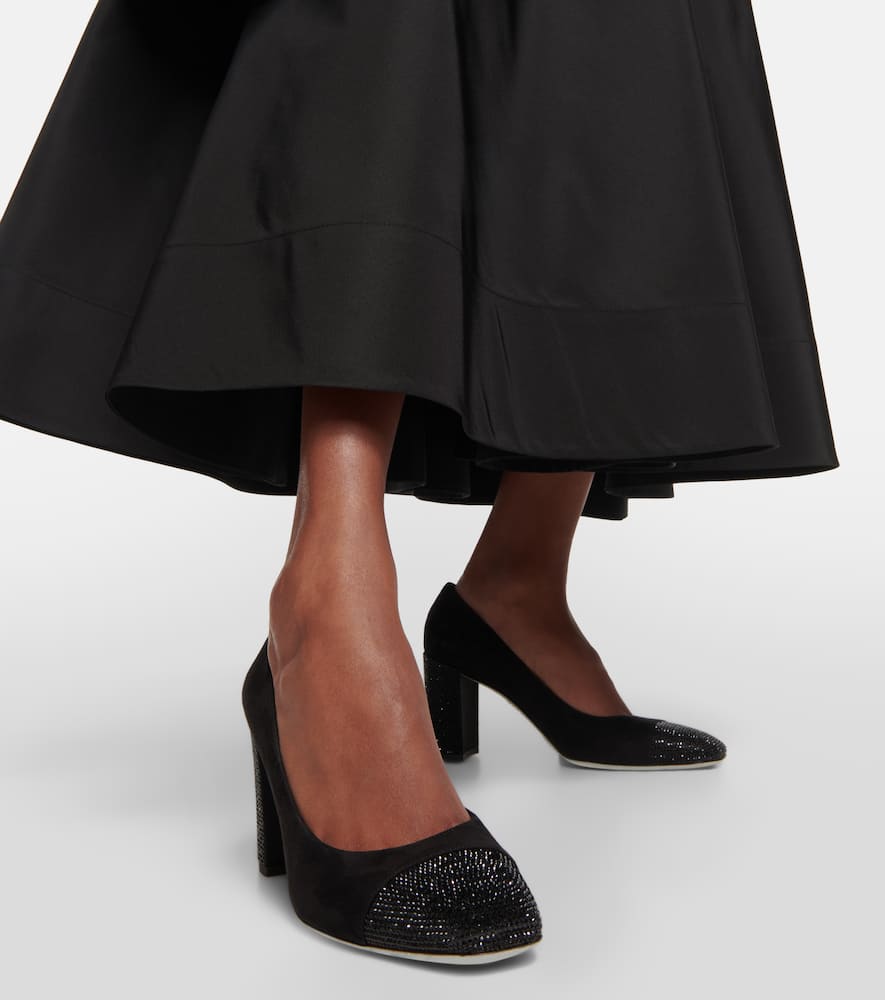 Rene Caovilla Crystal-embellished suede pumps