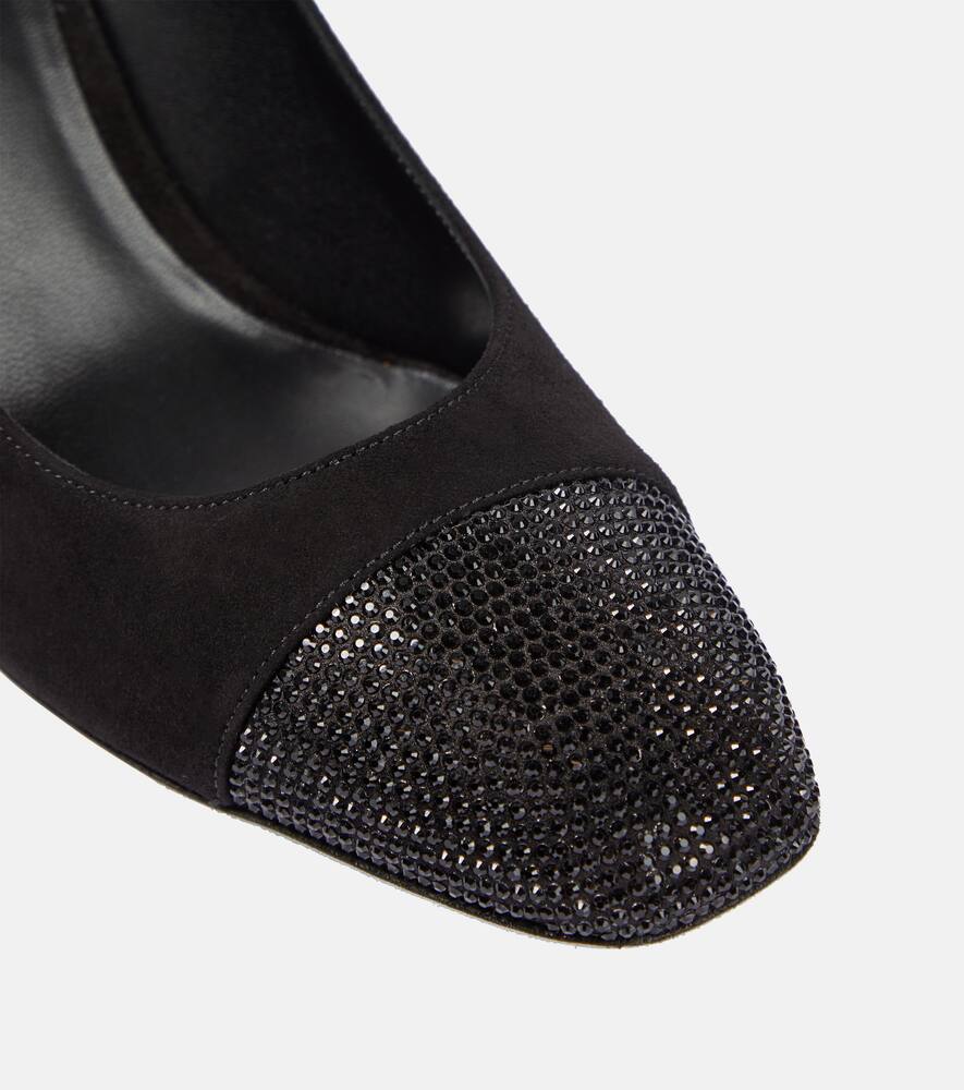 Rene Caovilla Crystal-embellished suede pumps