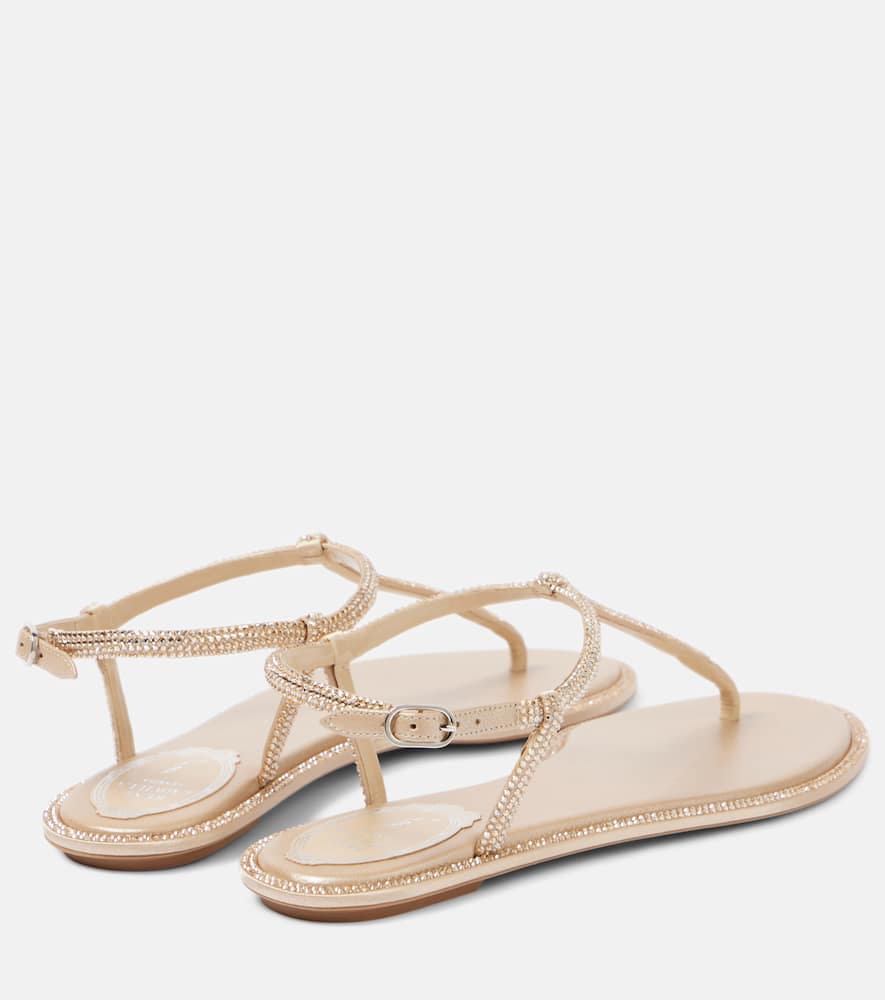 Rene Caovilla Diana satin and leather thong sandals