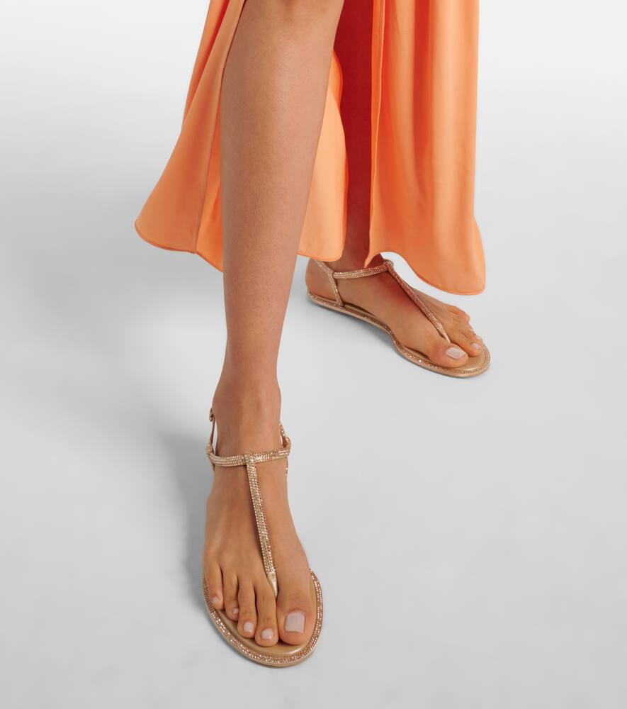 Rene Caovilla Diana satin and leather thong sandals