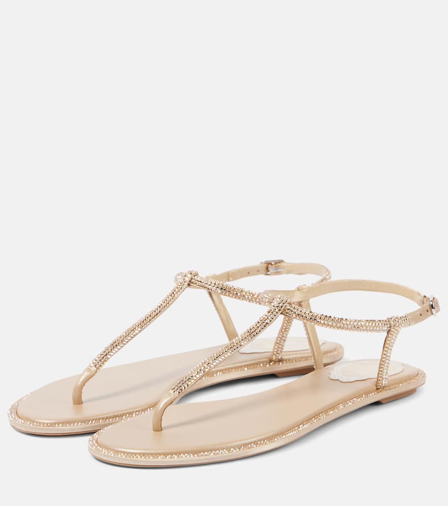 Rene Caovilla Diana satin and leather thong sandals