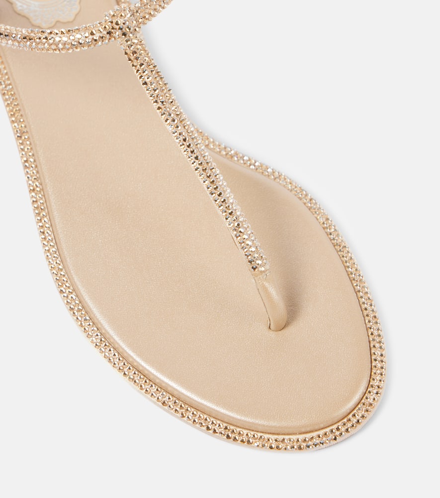 Rene Caovilla Diana satin and leather thong sandals