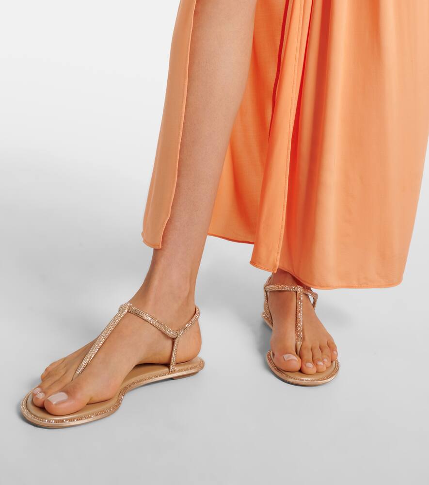 Rene Caovilla Diana satin and leather thong sandals