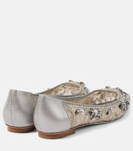 Rene Caovilla Embellished leather-trimmed ballet flats