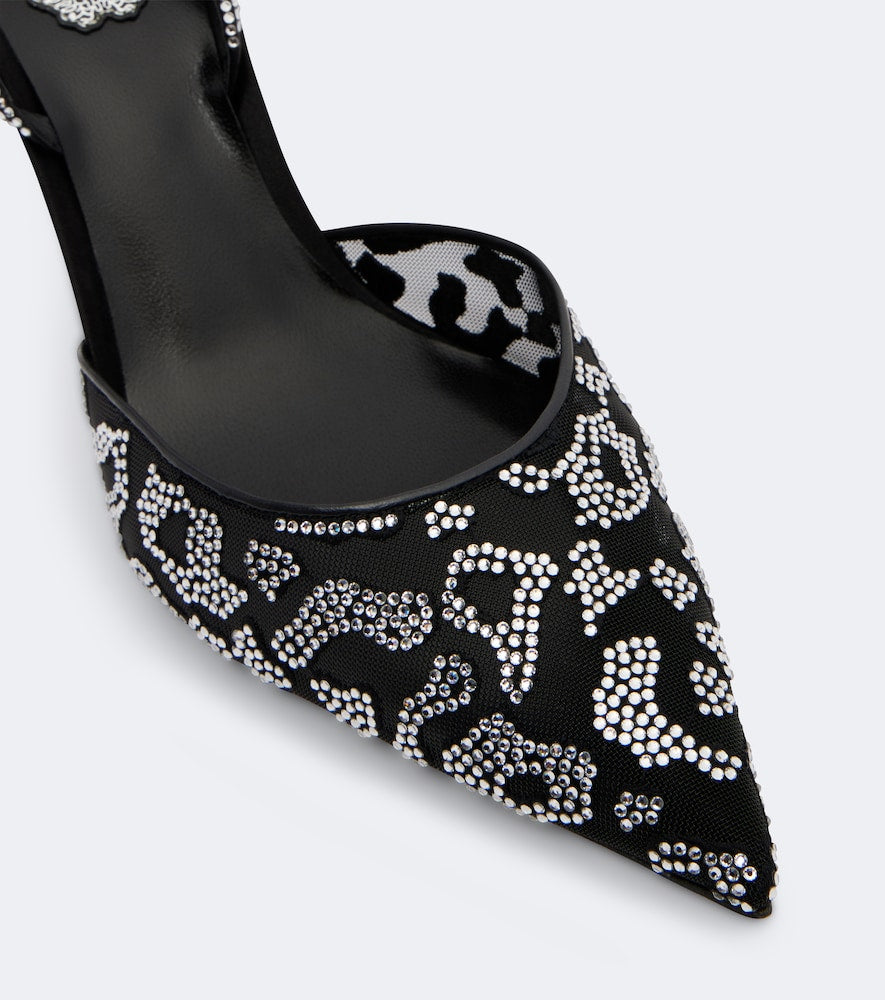 Rene Caovilla Embellished mesh slingback pumps