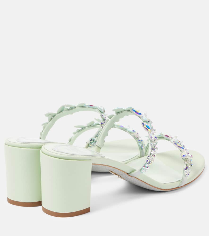 Rene Caovilla Embellished satin mules