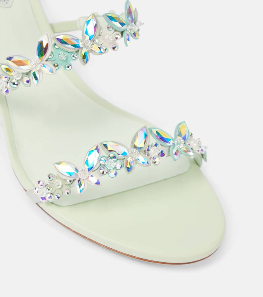 Rene Caovilla Embellished satin mules