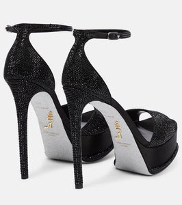 Rene Caovilla Embellished satin platform sandals