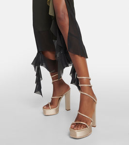 Rene Caovilla Embellished satin platform sandals