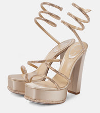 Rene Caovilla Embellished satin platform sandals