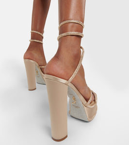 Rene Caovilla Embellished satin platform sandals
