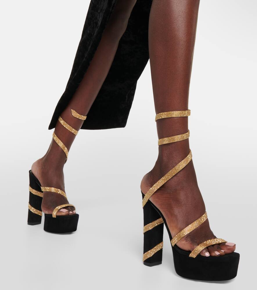 Rene Caovilla Embellished suede-effect platform sandals
