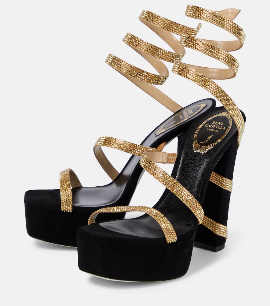 Rene Caovilla Embellished suede-effect platform sandals