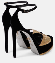 Rene Caovilla Embellished velvet platform pumps