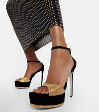 Rene Caovilla Embellished velvet platform pumps