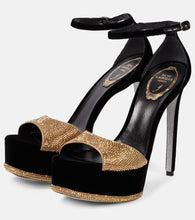 Rene Caovilla Embellished velvet platform pumps