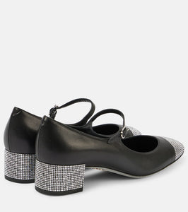 Rene Caovilla Kristen embellished leather Mary Jane pumps