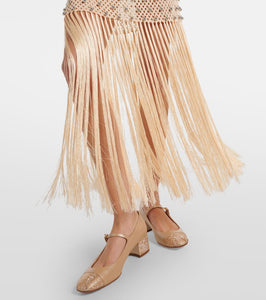 Rene Caovilla Kristen embellished leather Mary Jane pumps