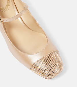 Rene Caovilla Kristen embellished leather Mary Jane pumps