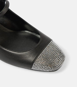 Rene Caovilla Kristen embellished leather Mary Jane pumps