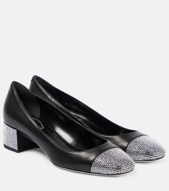 Rene Caovilla Kristen embellished leather pumps