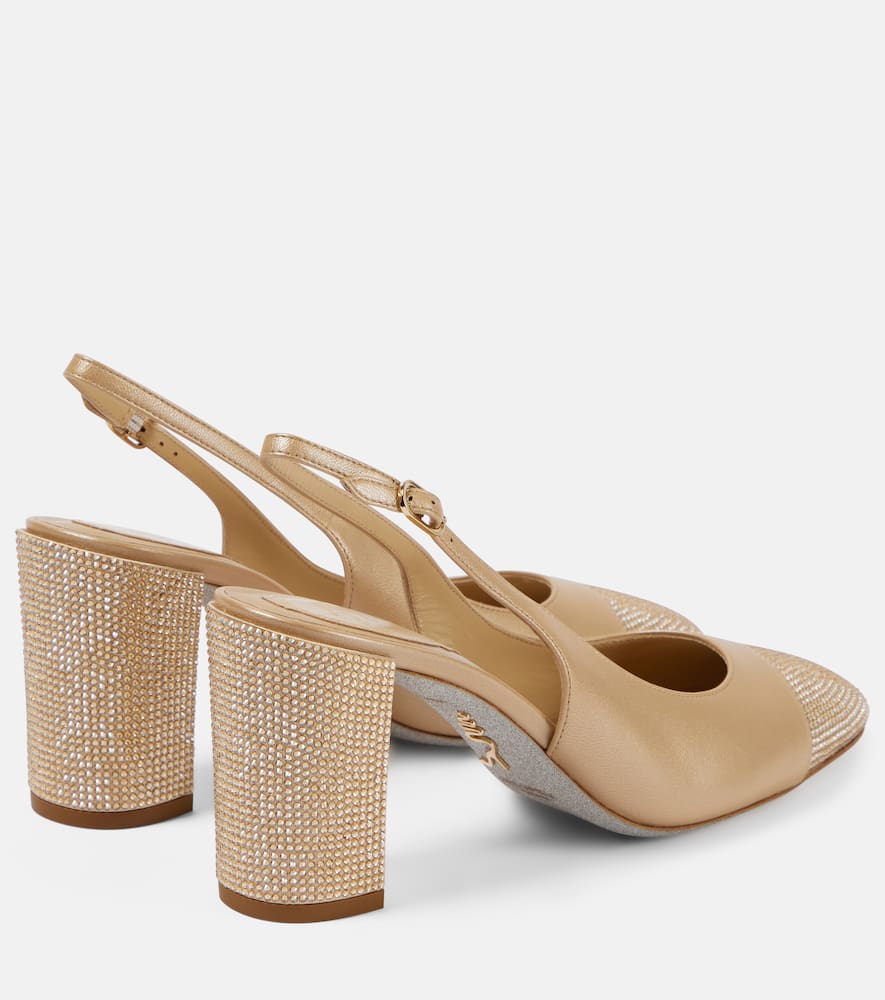 Rene Caovilla Kristen embellished leather slingback pumps