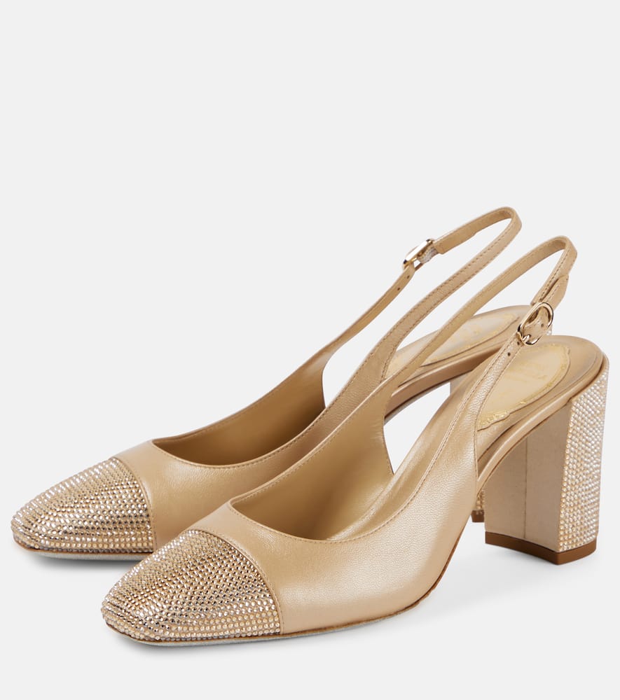 Rene Caovilla Kristen embellished leather slingback pumps