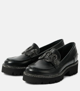 Rene Caovilla Morgana embellished leather loafers