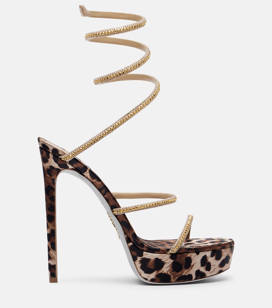 Rene Caovilla Cleo embellished satin platform sandals in Gold - Heeled Sandals