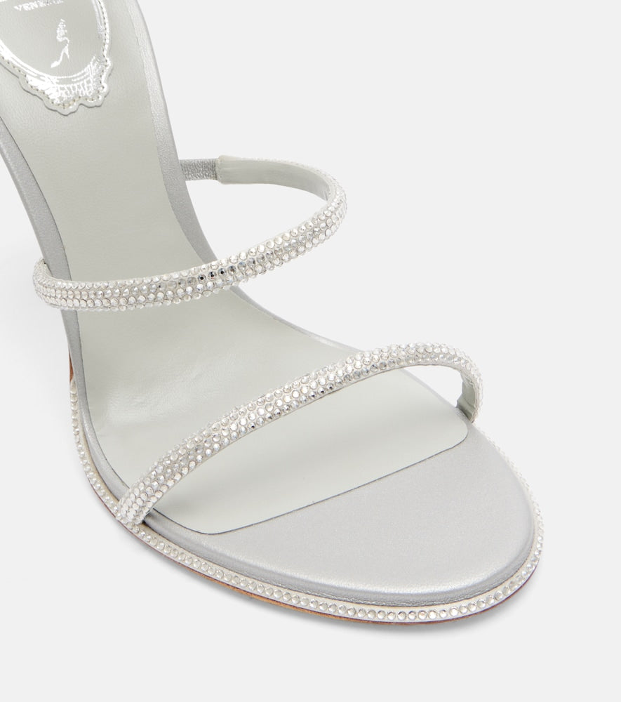 Rene Caovilla Cleo embellished satin sandals - Silver Heeled Sandals