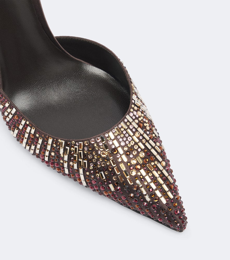 Rene Caovilla Swarovski -embellished satin pumps in Brown - High-Heel Pumps