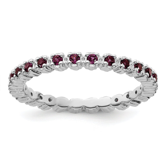 Rhodolite Garnet Sterling Silver Stackable Eternity Ring | Size 5