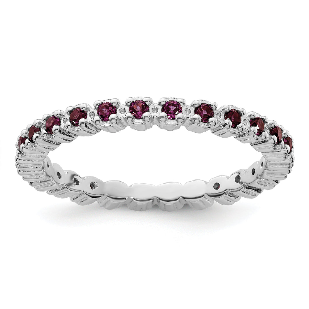 Rhodolite Garnet Sterling Silver Stackable Eternity Ring | Size 5