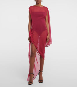 Rick Owens Abito draped silk maxi dress