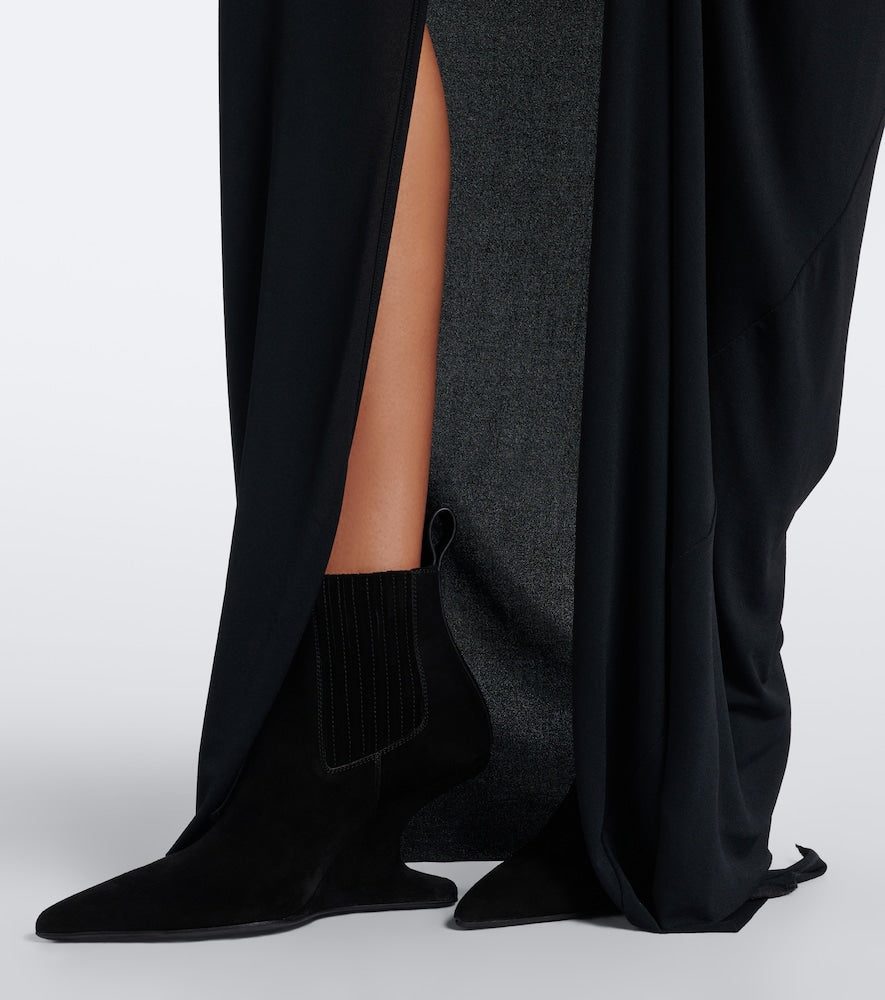 Rick Owens Cantilever suede wedge boots