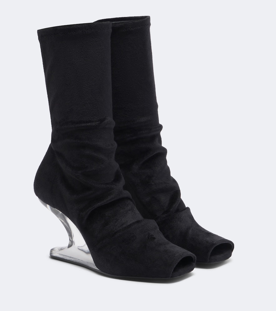 Rick Owens Cantilever velvet jersey ankle boots