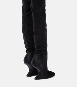 Rick Owens Cantilever velvet over-the-knee boots
